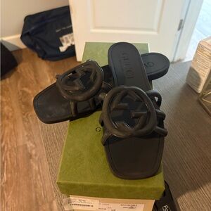 Gucci Black Women Slide Sandals